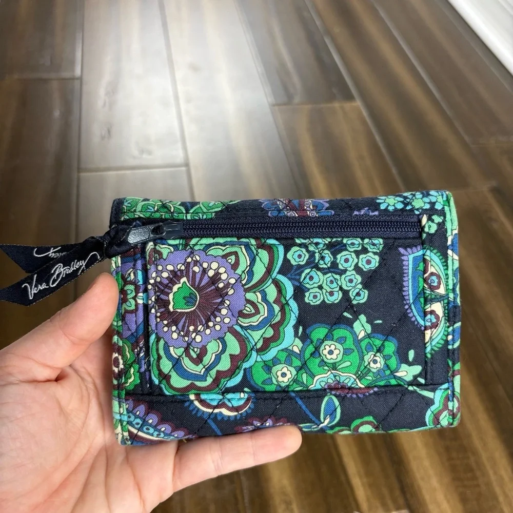 Vera Bradley Blue Purple Green Wallet Billfold y2k Floral Paisley